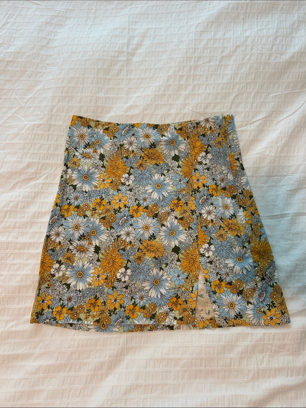Urban Outfitters Floral A-Line Mini Skirt in Yellow & Blue